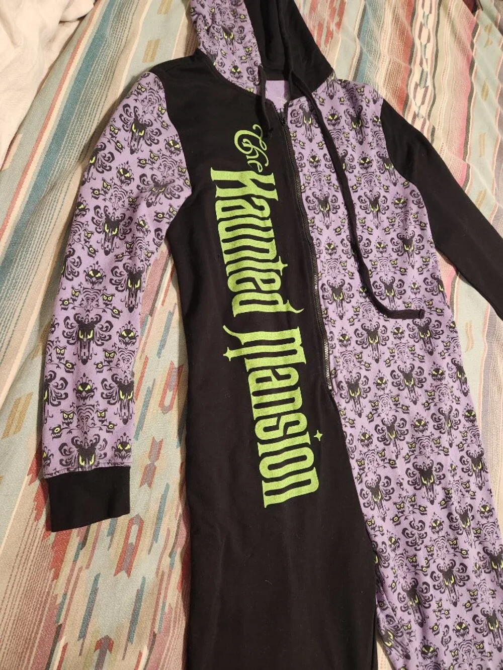 Disney Parks Haunted Mansion Wallpaper One Piece Jumpsuit Zip Pajamas-ADULTLARGE - Picture 5 of 10